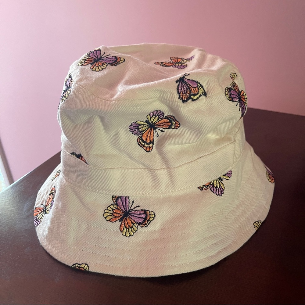 Embroidered Butterfly Bucket Hat